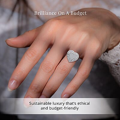 GP Lab Grown Diamond SI 1.00 ctw Heart Ring in Rhodium Over Sterling Silver (Size 10.0)