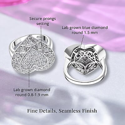 GP Lab Grown Diamond SI 1.00 ctw Heart Ring in Rhodium Over Sterling Silver (Size 10.0)