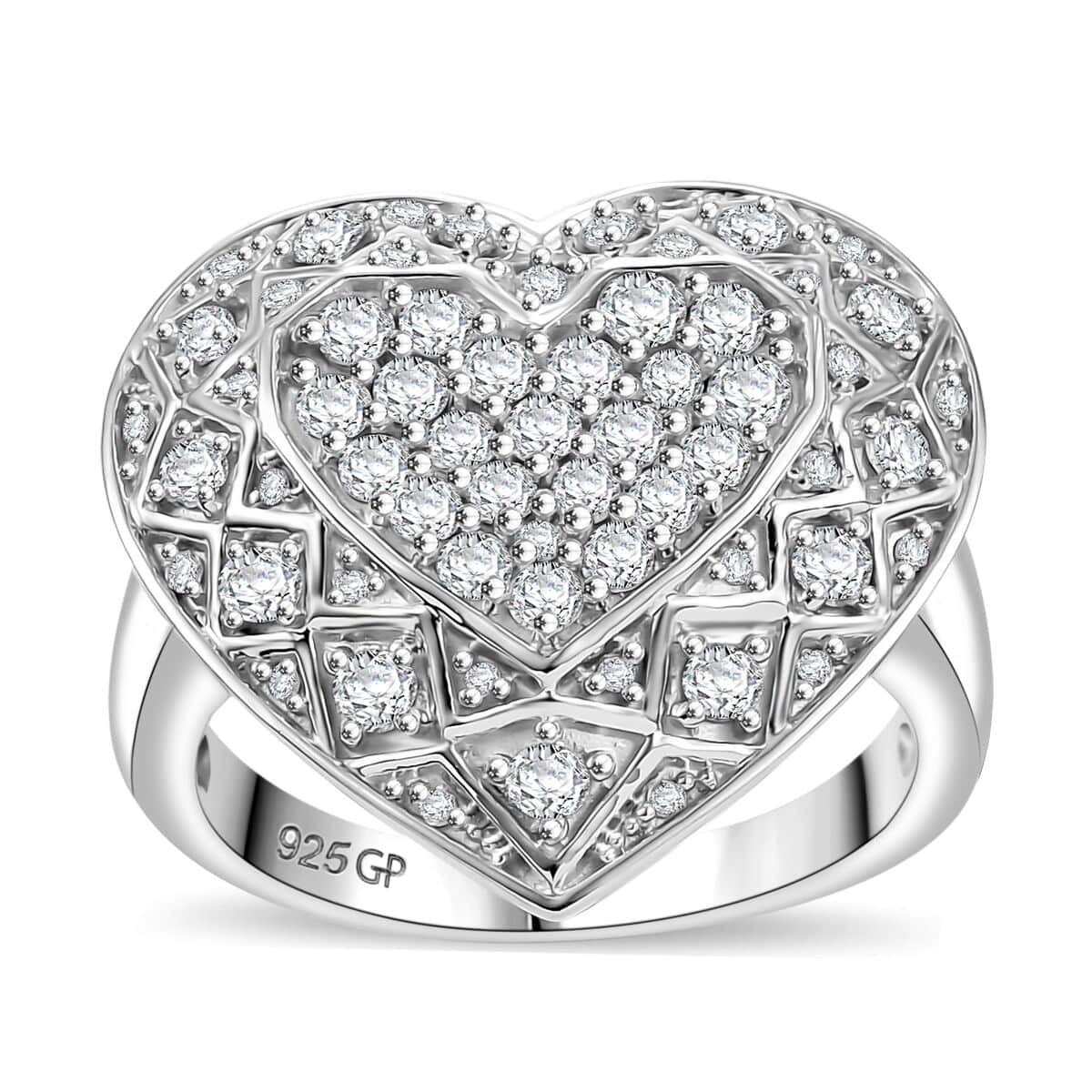 GP Amore Collection Luxuriant Lab Grown Diamond SI 1.00 ctw Heart Ring in Rhodium Over Sterling Silver (Size 7.0) image number 0