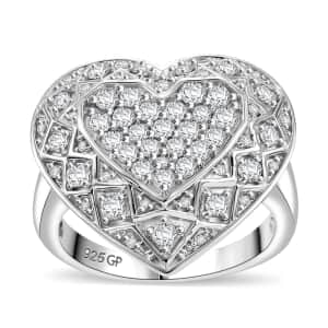 GP Amore Collection Luxuriant Lab Grown Diamond SI 1.00 ctw Heart Ring in Rhodium Over Sterling Silver (Size 7.0)