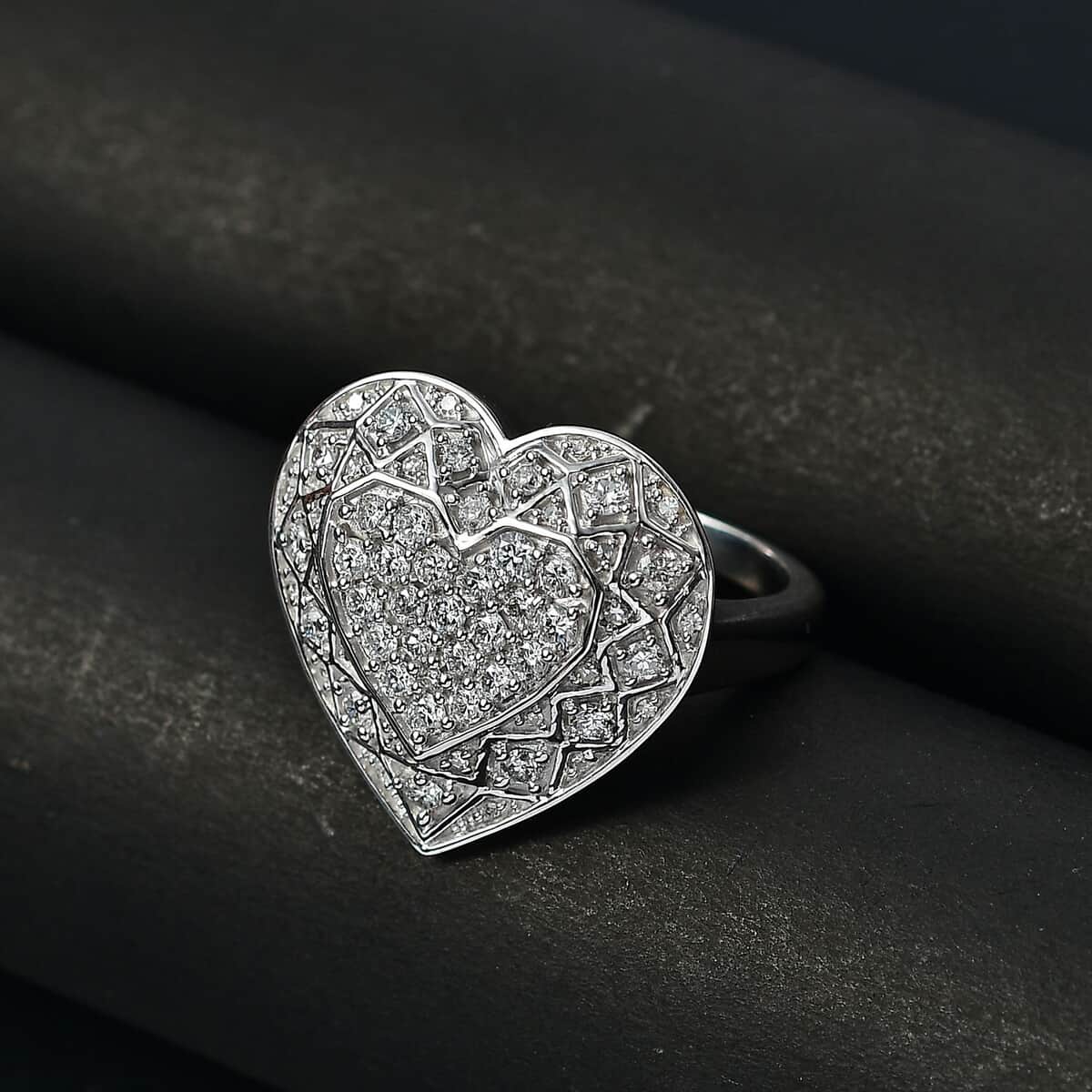 GP Amore Collection Luxuriant Lab Grown Diamond SI 1.00 ctw Heart Ring in Rhodium Over Sterling Silver (Size 7.0) image number 1