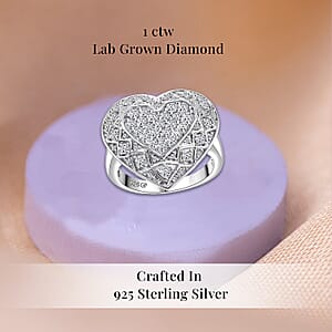 GP Lab Grown Diamond SI 1.00 ctw Heart Ring in Rhodium Over Sterling Silver (Size 7.0)