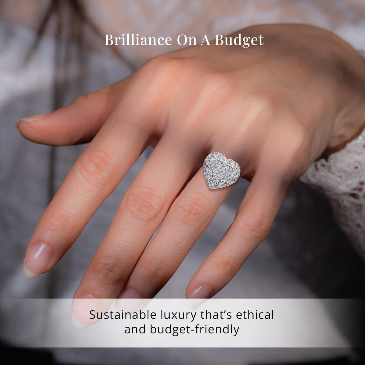 Luxuriant Lab Grown Diamond SI 1.00 ctw Heart Ring in Rhodium Over Sterling Silver (Size 8.0) image number 1