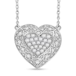 GP Amore Collection Luxuriant Lab Grown Diamond SI 1.00 ctw Heart Necklace in Rhodium Over Sterling Silver 18 Inches