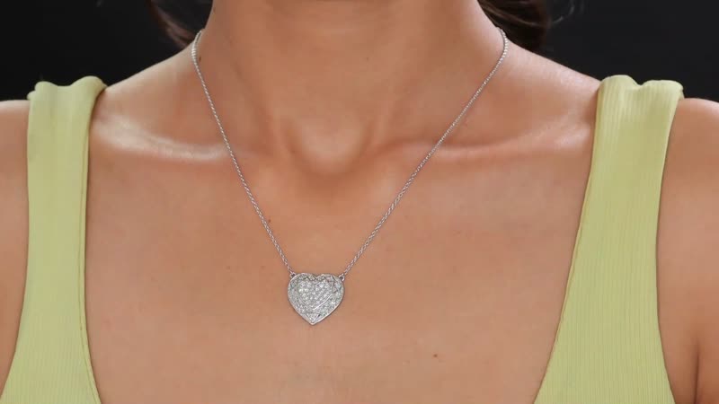 GP Amore Collection Lab Grown Diamond SI 1.00 ctw Heart Necklace in Rhodium Over Sterling Silver 18 Inches