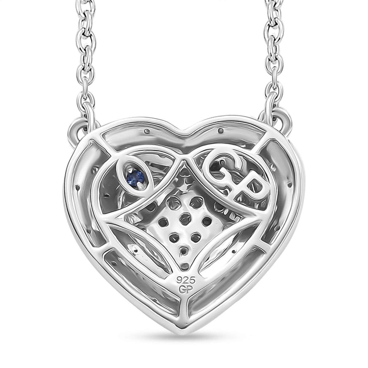 GP Amore Collection Luxuriant Lab Grown Diamond SI 1.00 ctw Heart Necklace in Rhodium Over Sterling Silver 18 Inches image number 4