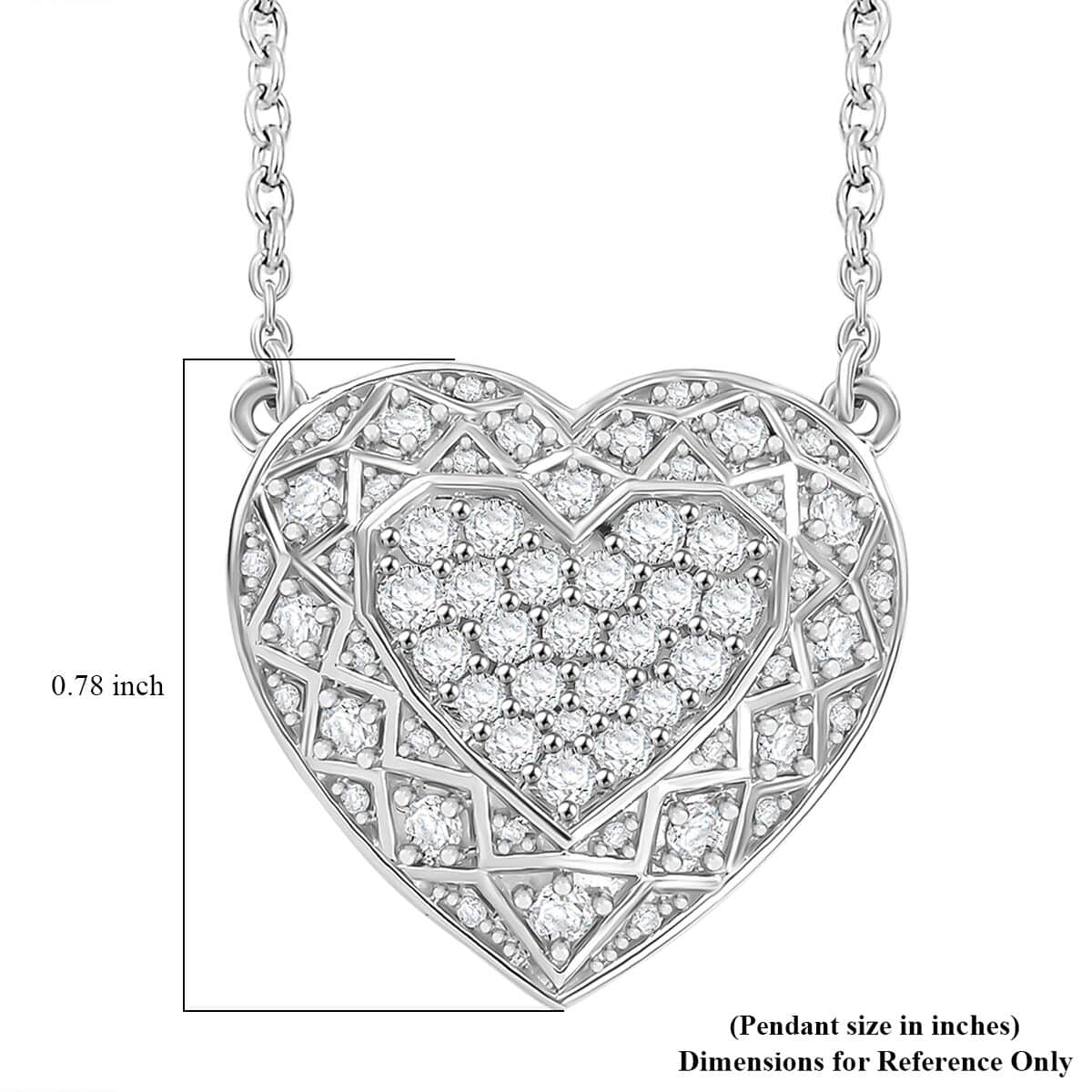 GP Amore Collection Luxuriant Lab Grown Diamond SI 1.00 ctw Heart Necklace in Rhodium Over Sterling Silver 18 Inches image number 5