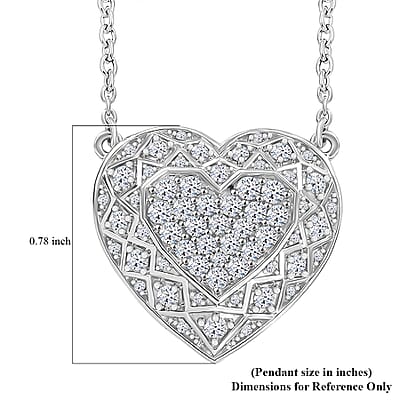 GP Amore Collection Lab Grown Diamond SI 1.00 ctw Heart Necklace in Rhodium Over Sterling Silver 18 Inches