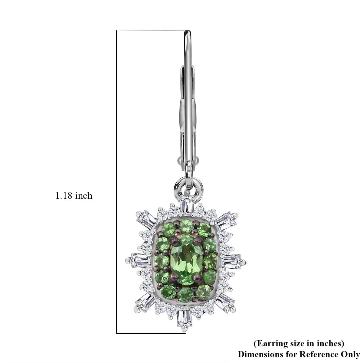 Tsavorite Garnet and Moissanite 1.60 ctw Firecracker Earrings in Rhodium Over Sterling Silver image number 4