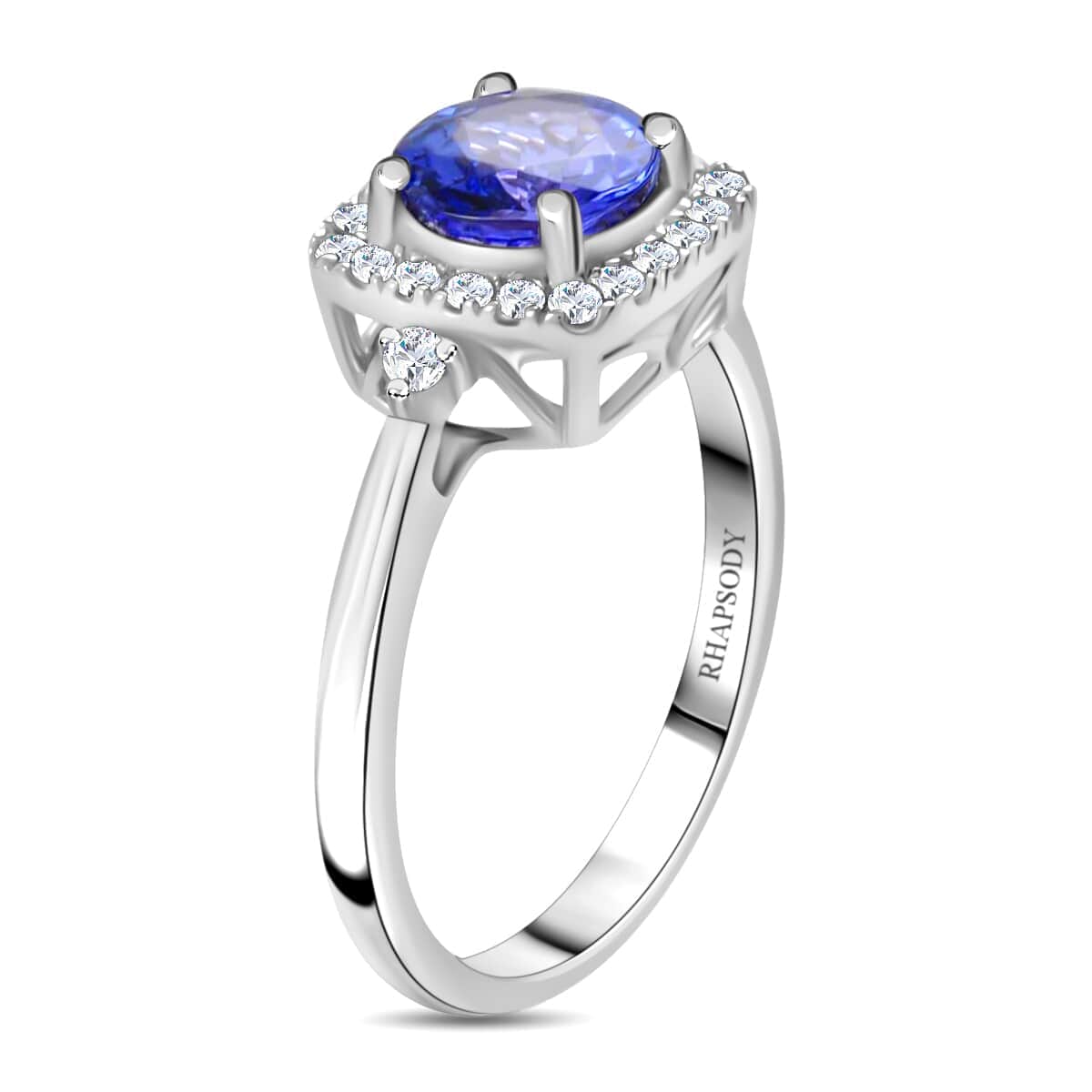 Certified & Appraised Rhapsody AAAA Tanzanite and E-F VS Diamond 1.80 ctw Ring in 950 Platinum (Size 5.0) 5.70 Grams image number 2