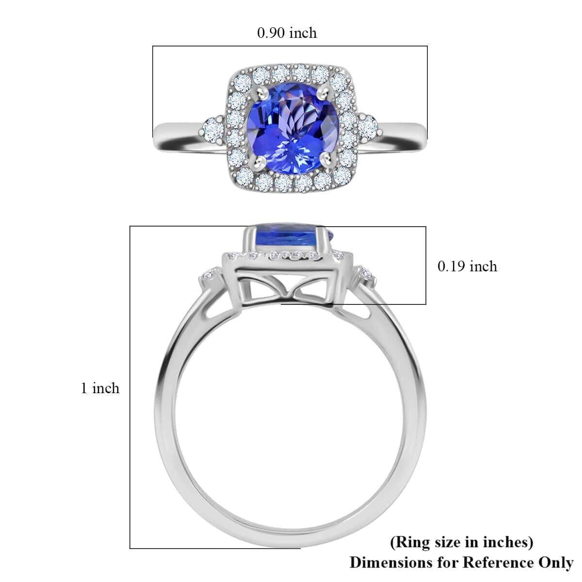 Certified & Appraised Rhapsody AAAA Tanzanite and E-F VS Diamond 1.80 ctw Ring in 950 Platinum (Size 6.5) 5.70 Grams image number 4