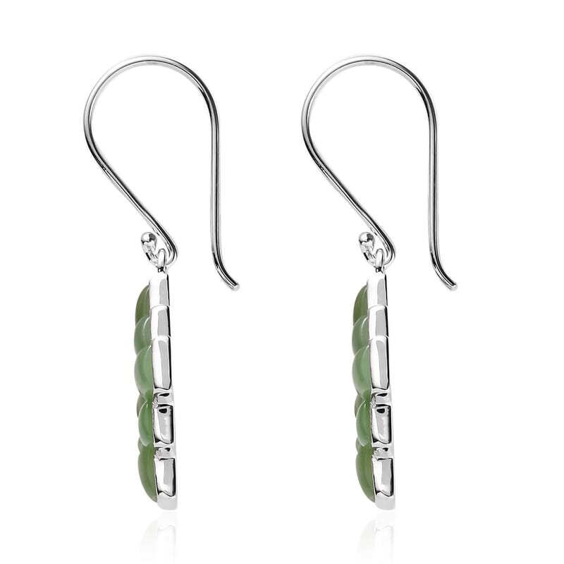 Sajen Silver Nephrite Jade 10.00 ctw Earrings in rhodium Sterling Silver