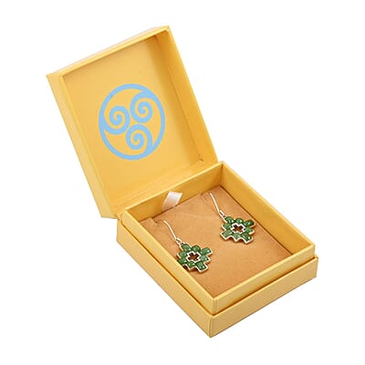 Sajen Silver Nephrite Jade 10.00 ctw Earrings in rhodium Sterling Silver