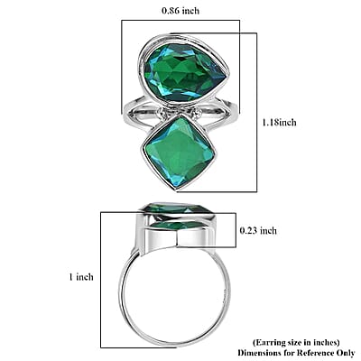 Sajen Silver Rainbow Caribbean Doublet Quartz 7.80 ctw Ring in Rhodium Over Sterling Silver (Size 10.0)