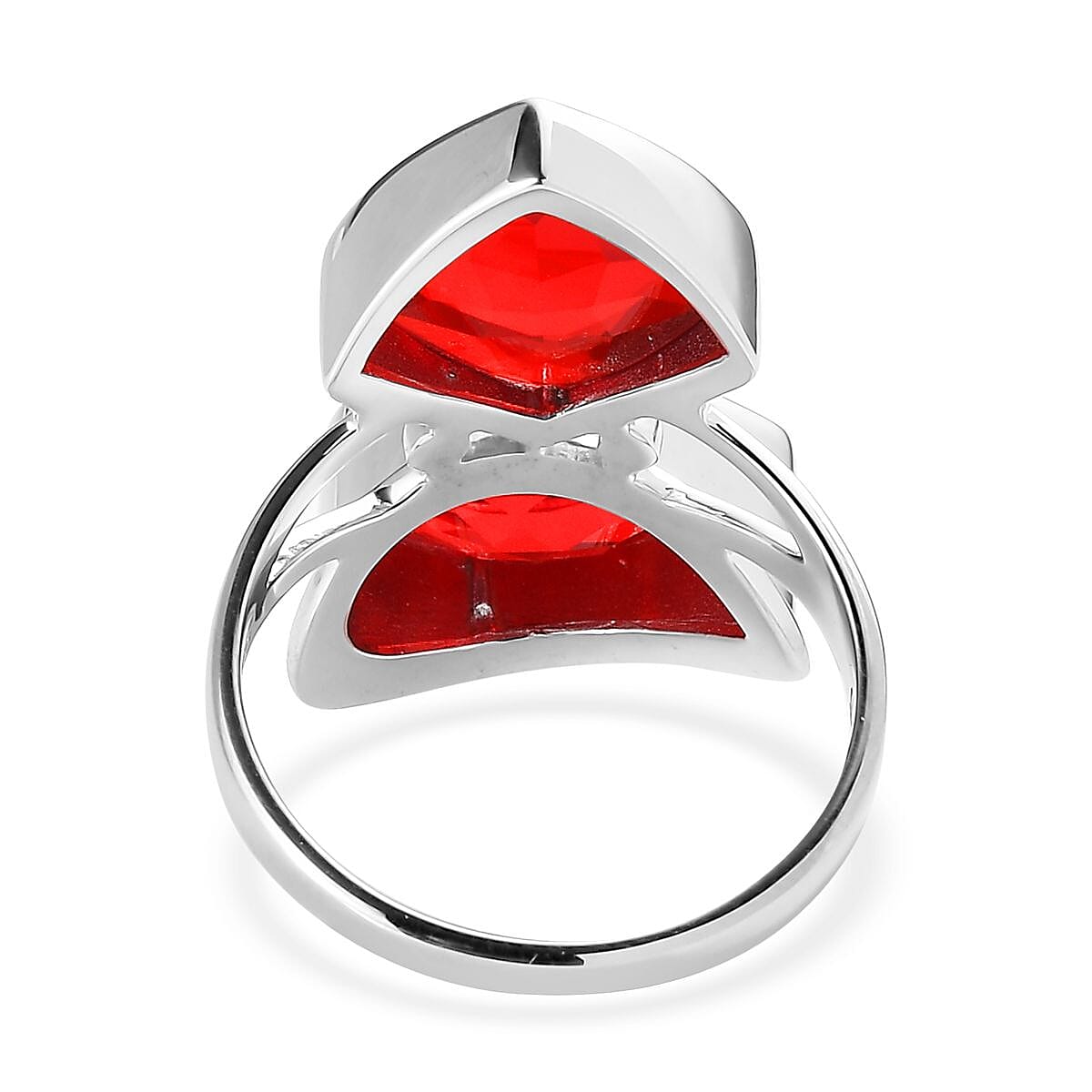 Sajen Silver Rainbow Pink Mystic Doublet Quartz 7.80 ctw Ring in Rhodium Over Sterling Silver (Size 9.0) image number 4