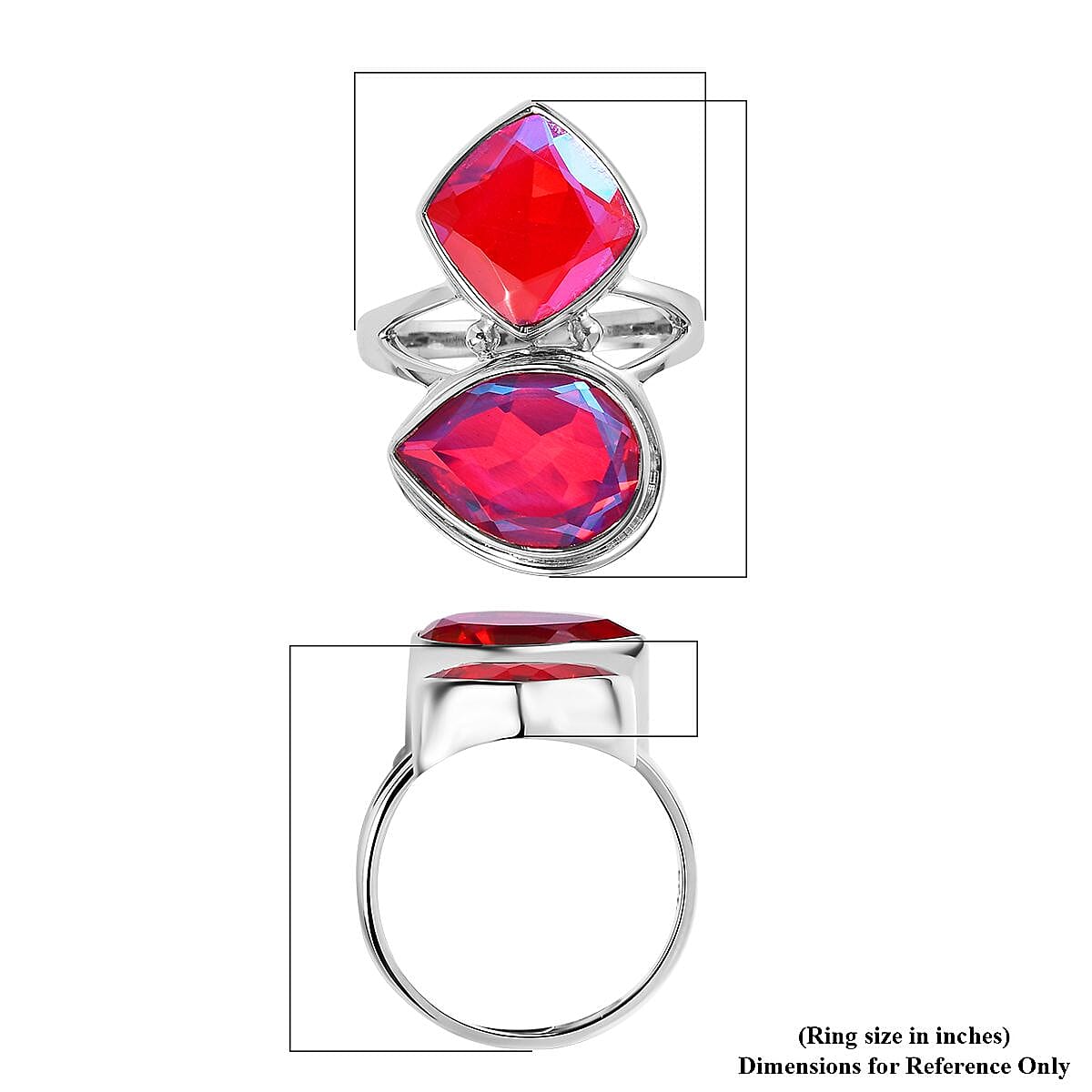 Sajen Silver Rainbow Pink Mystic Doublet Quartz 7.80 ctw Ring in Rhodium Over Sterling Silver (Size 9.0) image number 5