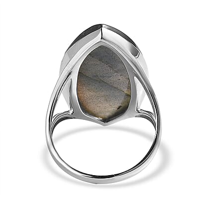 Sajen Silver Malagasy Labradorite 19.60 ctw Ring in Rhodium Over Sterling Silver (Size 10.0)