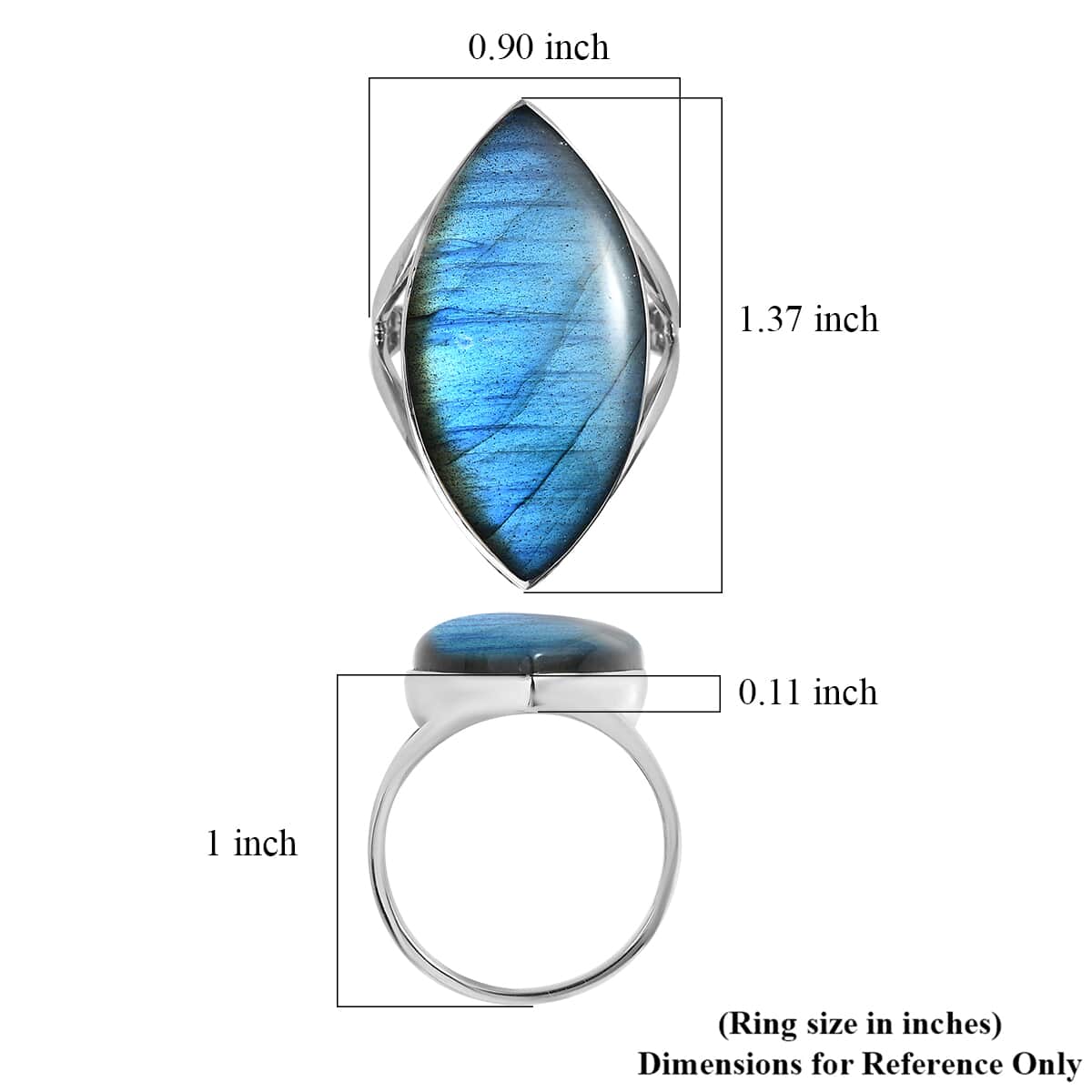 Labradorite  Ring in rhodium Sterling Silver 19.63 ctw image number 5