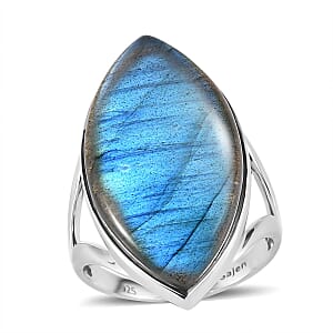 Sajen Silver Malagasy Labradorite 19.60 ctw Ring in Rhodium Over Sterling Silver (Size 7.0)