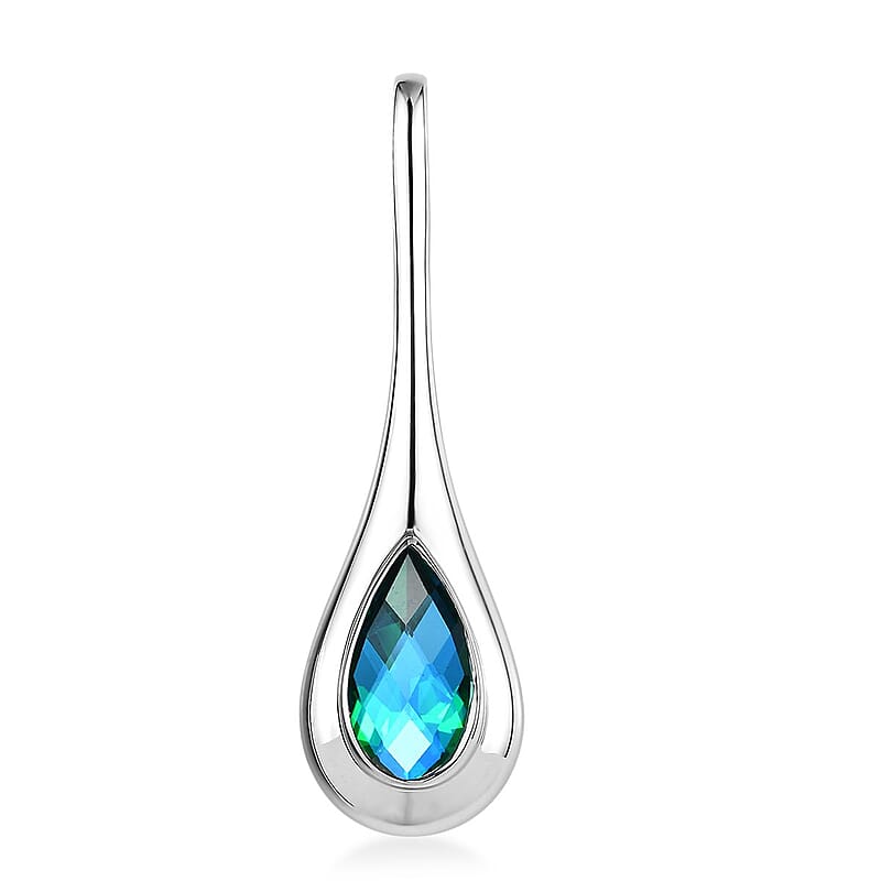 Sajen Silver Rainbow Caribbean Doublet Quartz 2.15 ctw Pendant without Chain in Rhodium Over Sterling Silver
