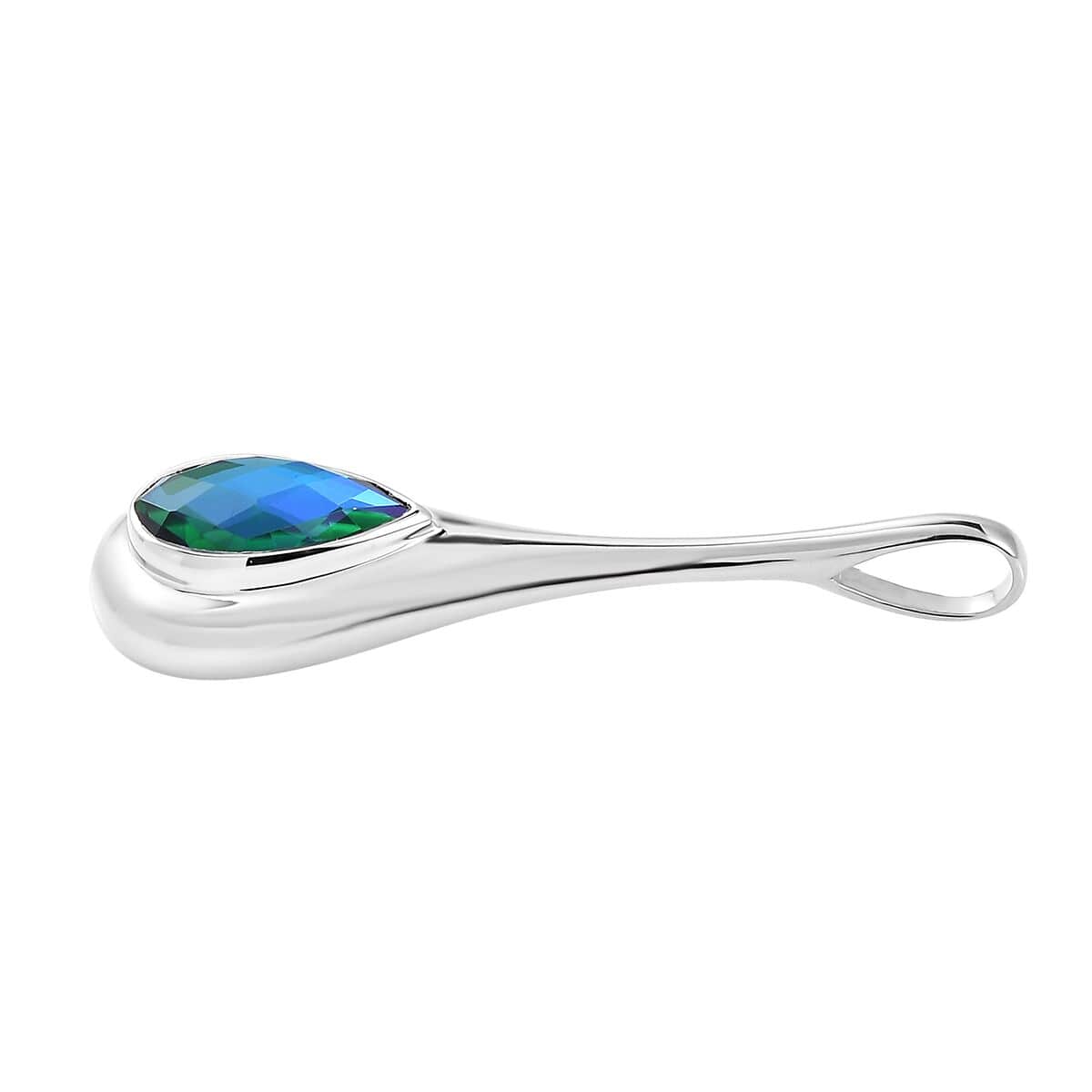 Sajen Silver Rainbow Caribbean Doublet Quartz 2.15 ctw Pendant in Rhodium Over Sterling Silver image number 3