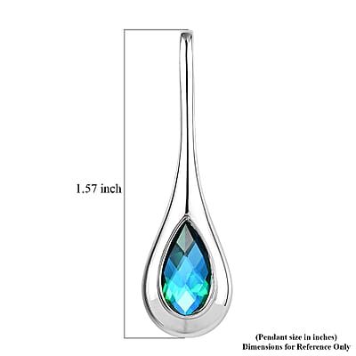 Sajen Silver Rainbow Caribbean Doublet Quartz 2.15 ctw Pendant without Chain in Rhodium Over Sterling Silver