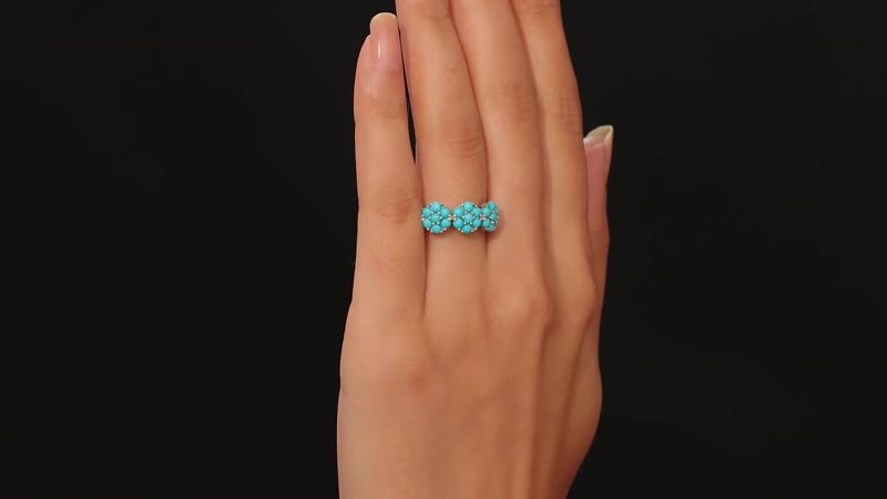 Sleeping Beauty Turquoise Ring in Rhodium Over Sterling Silver (Size 10.0) 1.35 ctw