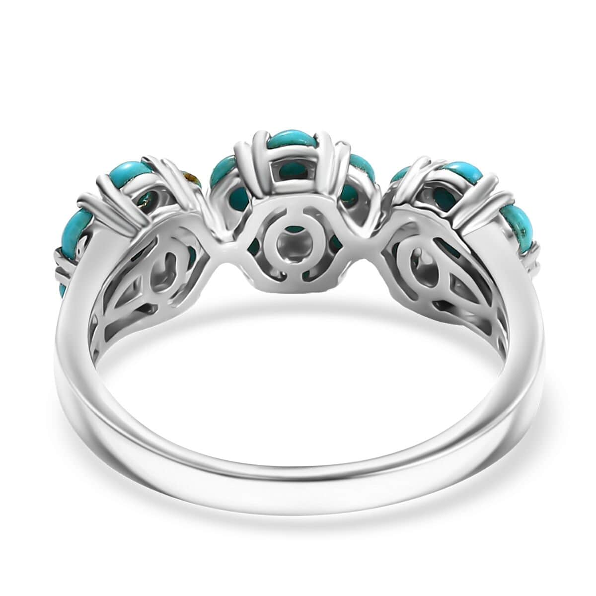 Sleeping Beauty Turquoise 1.35 ctw Floral Ring in Rhodium Over Sterling Silver (Size 10.0)  image number 4