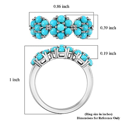 Sleeping Beauty Turquoise 1.35 ctw Floral Ring in Rhodium Over Sterling Silver (Size 10.0) 
