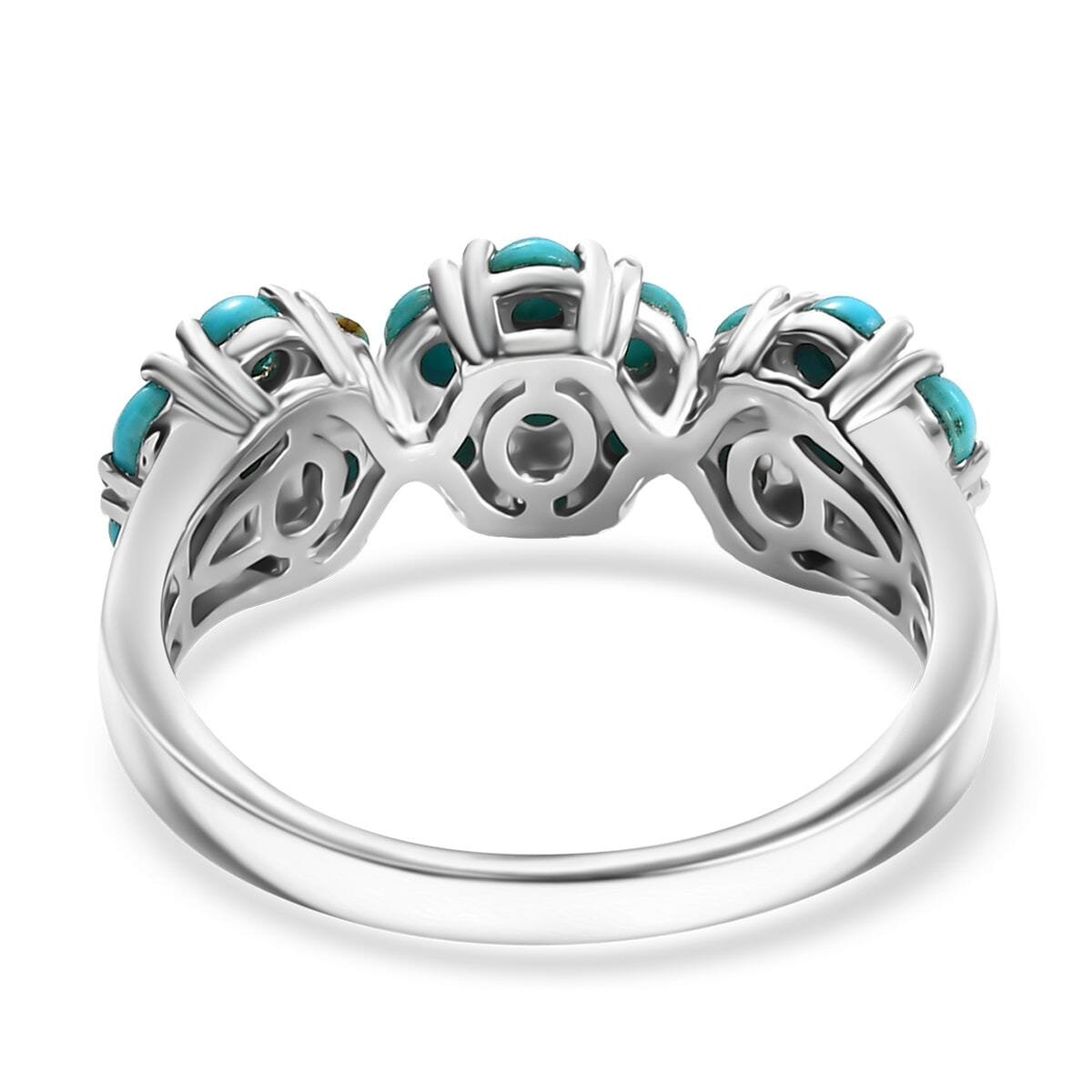 Sleeping Beauty Turquoise 1.35 ctw Floral Ring in Rhodium Over Sterling Silver (Size 7.0)  image number 4
