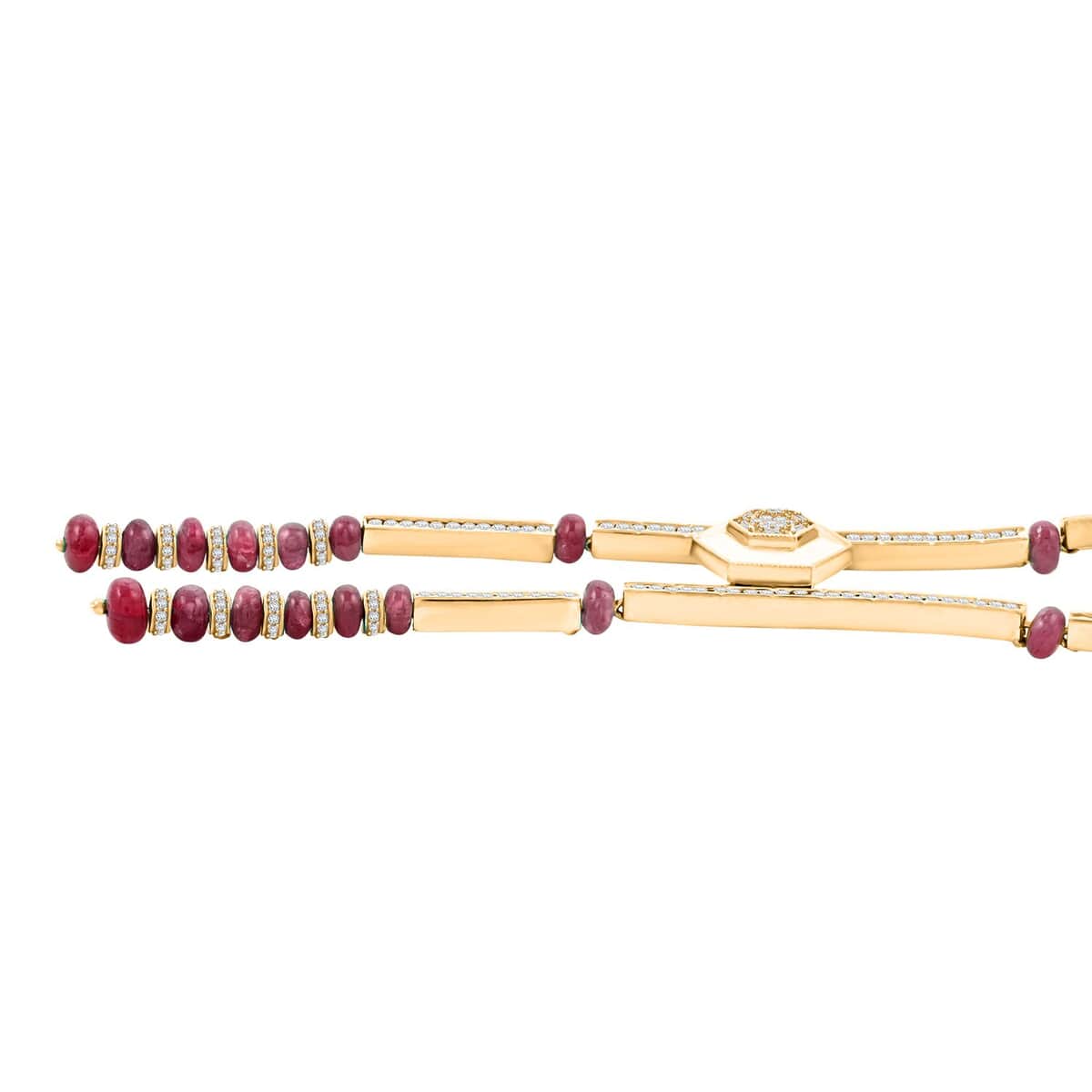 Clarte Prismatic Collection Ruby (FF) and Moissanite 11.00 ctw Necklace in Vermeil Yellow Gold Over Sterling Silver 18 Inches image number 2