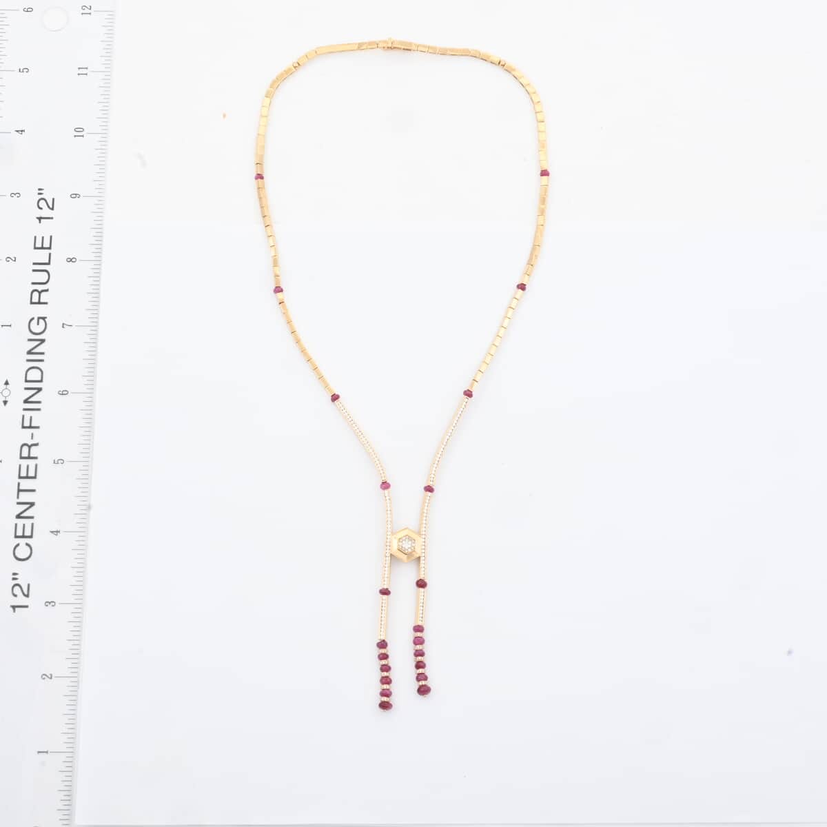 Clarte Prismatic Collection Ruby (FF) and Moissanite 11.00 ctw Necklace in Vermeil Yellow Gold Over Sterling Silver 18 Inches image number 5