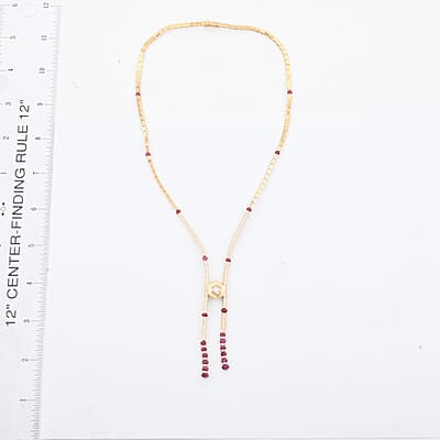 Clarte Prismatic Collection Ruby (FF) and Moissanite 11.00 ctw Necklace in Vermeil Yellow Gold Over Sterling Silver 18 Inches