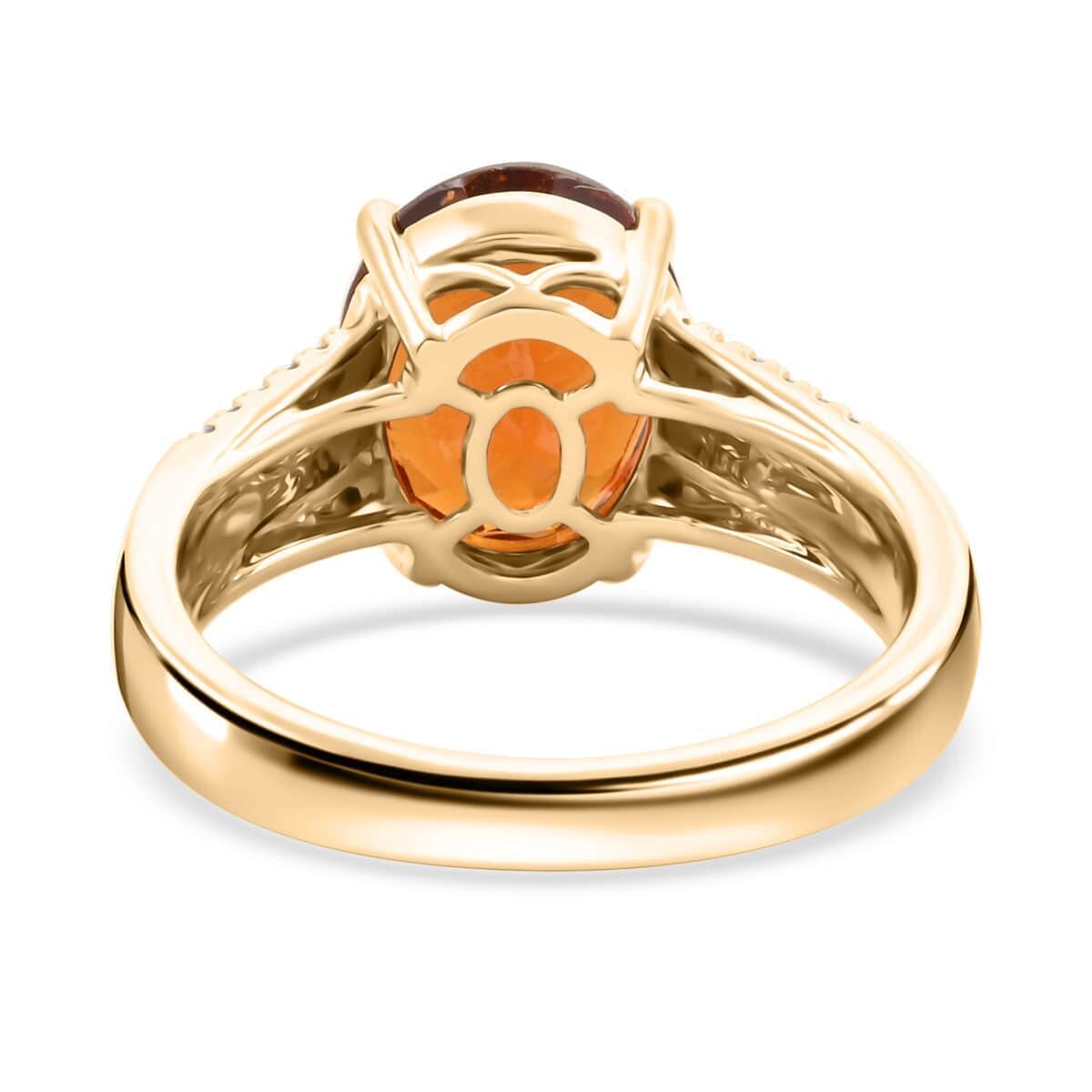 Certified & Appraised Luxoro AAA Ceylon Hessonite Garnet and G-H I2 Diamond 5.00 ctw Ring in 10K Yellow Gold (Size 10.0) 4.25 Grams image number 4