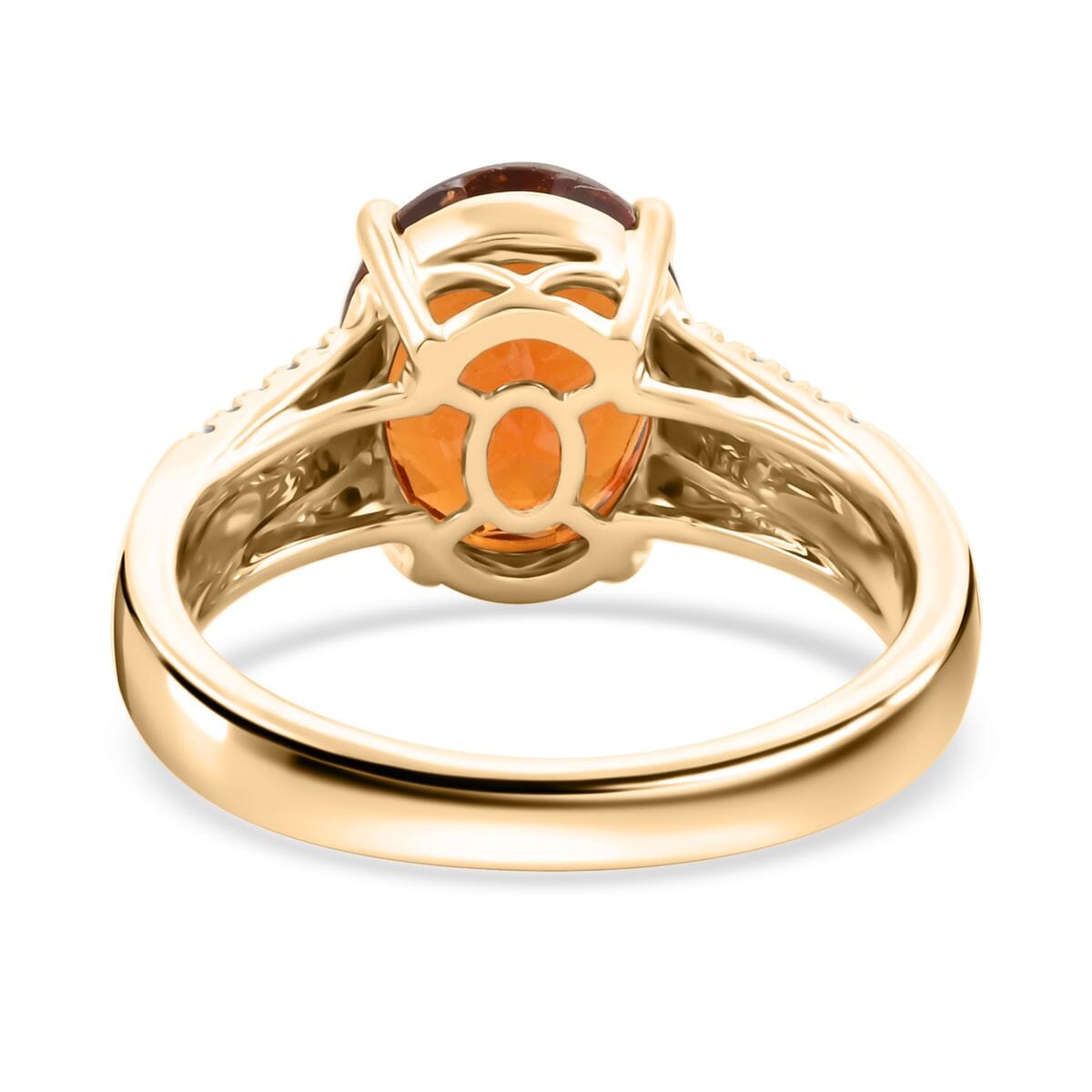 Certified & Appraised Luxoro AAA Ceylon Hessonite Garnet and G-H I2 Diamond 5.00 ctw Ring in 10K Yellow Gold (Size 6.0) 4.25 Grams image number 4