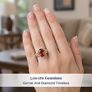 Certified & Appraised Luxoro AAA Ceylon Hessonite Garnet and G-H I2 Diamond 5.00 ctw Ring in 10K Yellow Gold (Size 9.0) 4.25 Grams