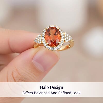 Certified & Appraised Luxoro AAA Imperial Fire Garnet and Diamond G-H I2 3.75 ctw Ring in 10K Yellow Gold (Size 10.0) 4.05 Grams
