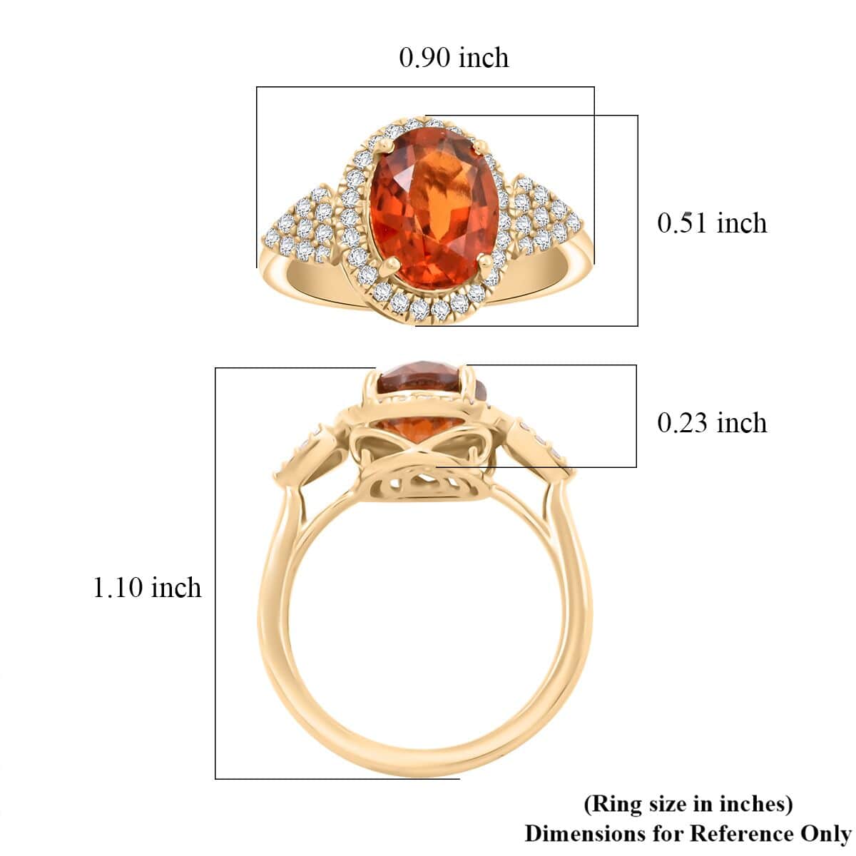 Certified & Appraised Luxoro 10K Yellow Gold AAA Ceylon Hessonite Garnet, Diamond (G-H, I2) (0.22 cts) Ring (Size 10.0) (4.25 g) (Del. in 10-12 Days) 5.00 ctw image number 5