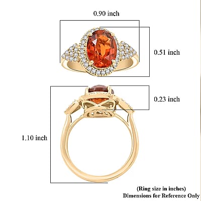 Certified & Appraised Luxoro AAA Imperial Fire Garnet and Diamond G-H I2 3.75 ctw Ring in 10K Yellow Gold (Size 10.0) 4.05 Grams
