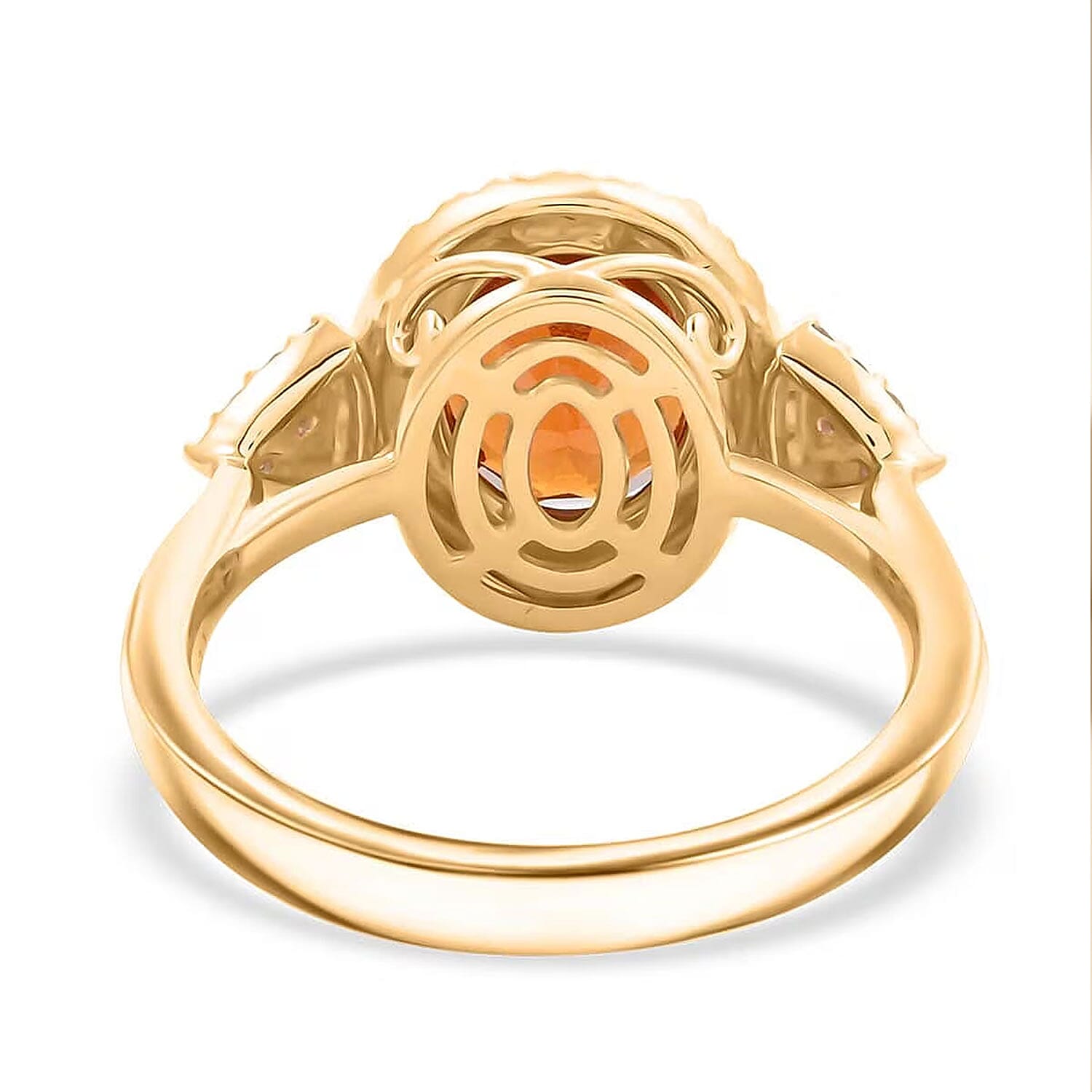 Certified & Appraised Luxoro AAA Imperial Fire Garnet and Diamond G-H I2 3.75 ctw Ring in 10K Yellow Gold (Size 10.0) 4.05 Grams