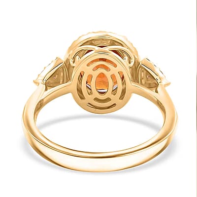 Certified & Appraised Luxoro AAA Imperial Fire Garnet and Diamond G-H I2 3.75 ctw Ring in 10K Yellow Gold (Size 10.0) 4.05 Grams