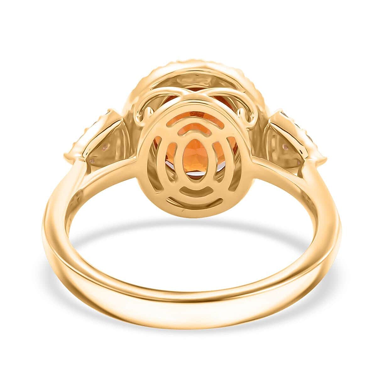 Luxoro  10K Yellow Gold  AAA   Honey Garnet ,  White Diamond  I2 Ring ,  Gold Wt. 4.05 g 3.75 ctw image number 4