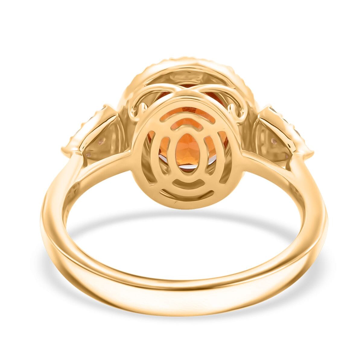 Certified & Appraised Luxoro AAA Ceylon Hessonite Garnet and G-H I2 Diamond 3.75 ctw Ring in 10K Yellow Gold (Size 8.0) 4.05 Grams image number 4