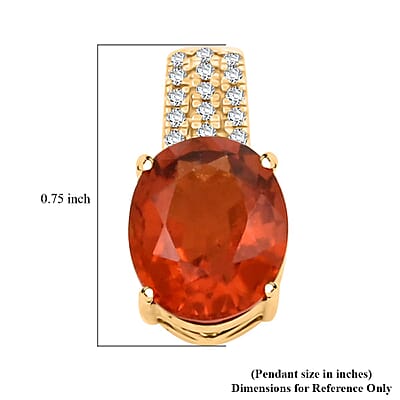 Certified & Appraised Luxoro AAA Ceylon Honey Garnet and G-H I2 Diamond 4.85 ctw Pendant without Chain in 10K Yellow Gold