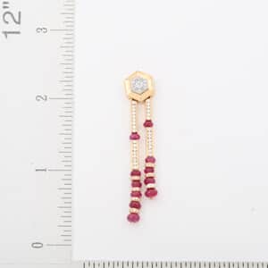 Clarte Prismatic Collection Ruby (FF) and Moissanite 8.95 ctw Earrings in Vermeil Yellow Gold Over Sterling Silver