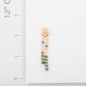 Clarte Prismatic Collection Emerald and Moissanite 6.00 ctw Earrings in Vermeil Yellow Gold Over Sterling Silver