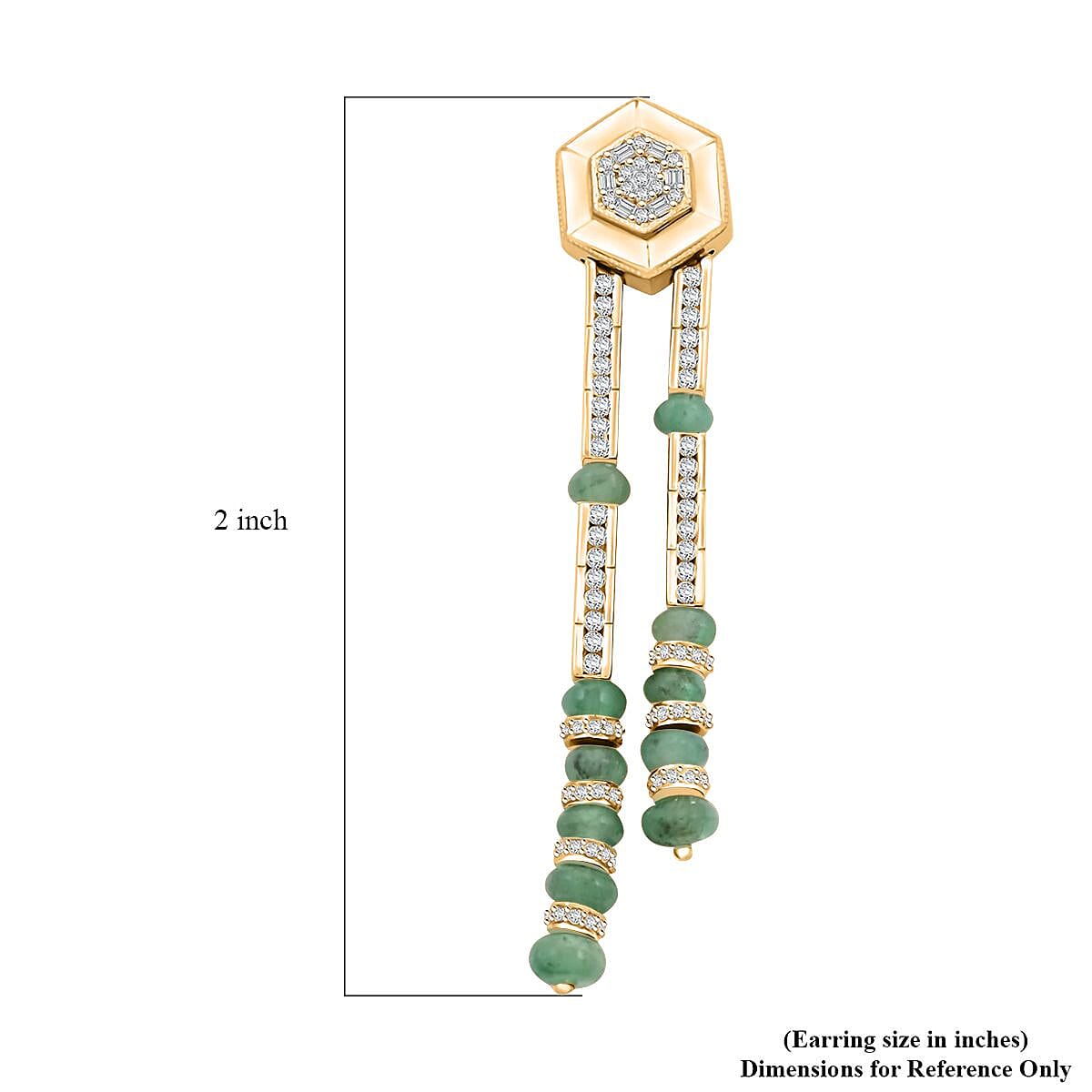 Clarte Prismatic Collection Emerald and Moissanite 6.00 ctw Earrings in Vermeil Yellow Gold Over Sterling Silver