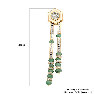 Clarte Prismatic Collection Emerald and Moissanite 6.00 ctw Earrings in Vermeil Yellow Gold Over Sterling Silver