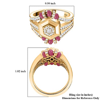 Clarte Prismatic Collection Ruby and Moissanite 1.85 ctw Ring in Vermeil Yellow Gold Over Sterling Silver (Size 6.0)