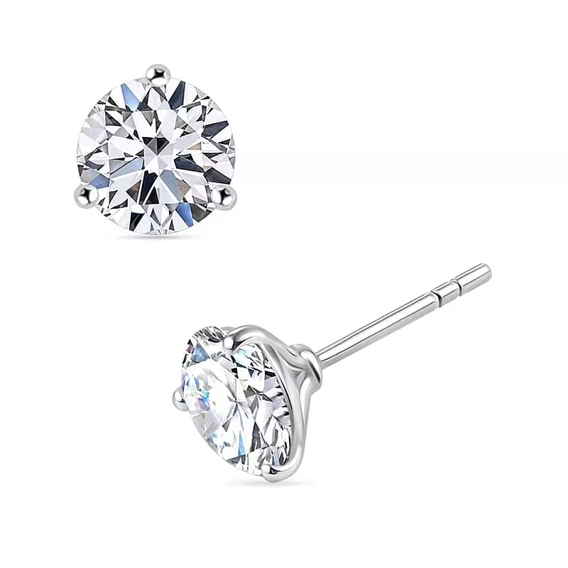SGL Certified Luxuriant Lab Grown Diamond E-F VS 2.50 ctw Solitaire Stud Earrings in 10K White Gold